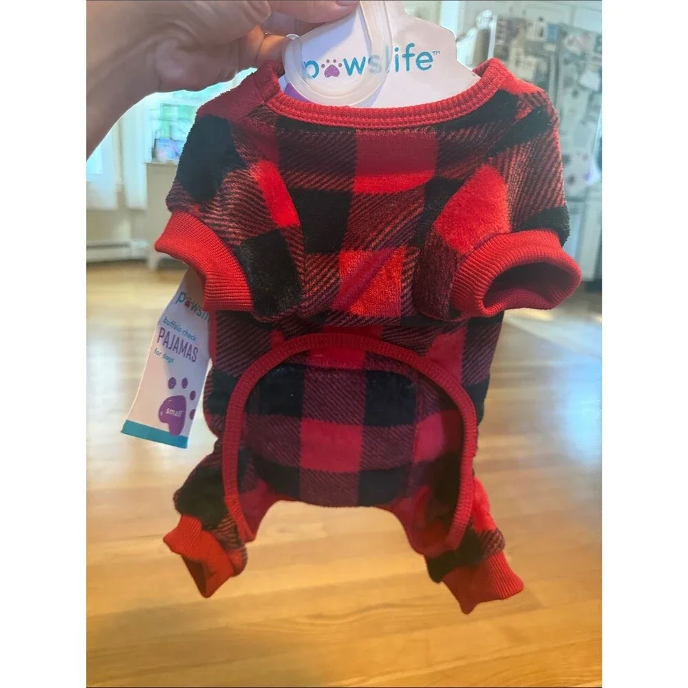 Pawslife Small Buffalo Plaid Dog Shirt Red Black Pocket Pet Clothes Size Small